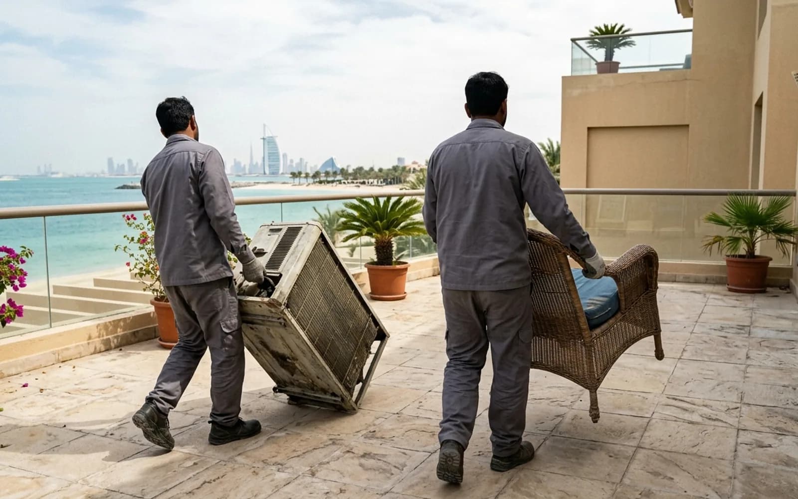 Junk removal crew loading a truck in Al Sufouh, Dubai