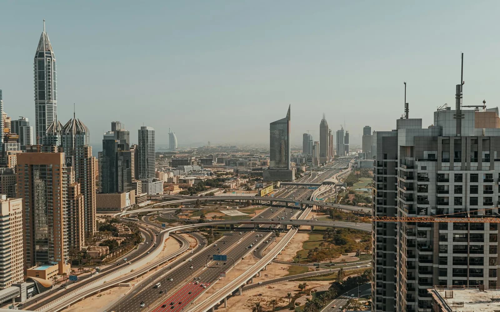 Highway and new buildings on the edge of Dubai
