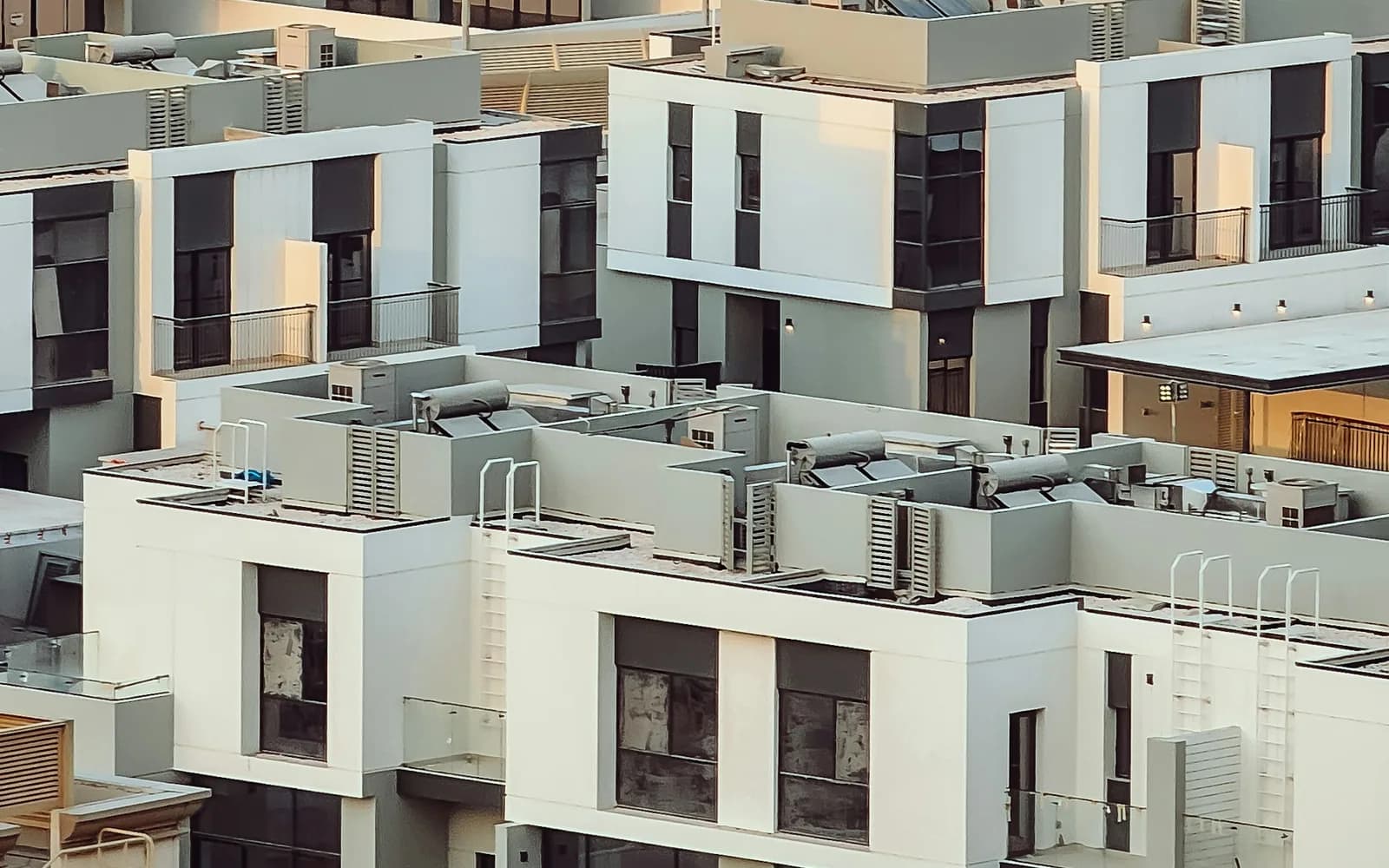 Rows of modern townhouses in a Dubai community
